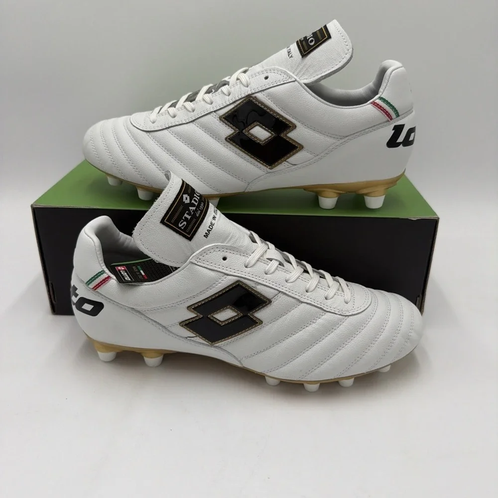 Lotto Stadio OG II FG Soccer Cleats All White / Black Mens Size 9.5 NWB No Lid